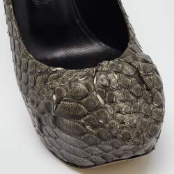 Gina Dark Grey Python Leather Elle Platform Pumps Size 39.5