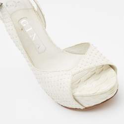 Gina White Python D'orsay Slingback Sandals Size 37