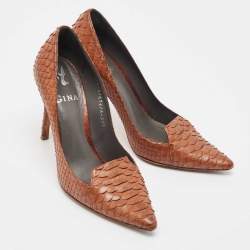 Gina Brown Python Pointed Toe Pumps Size 37.5