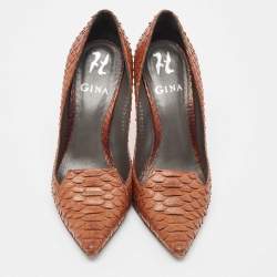 Gina Brown Python Pointed Toe Pumps Size 37.5