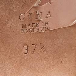 Pre Owned Gina Light Pink Patent Leather Crystal Embellished Slingback Sandals Size 37.5