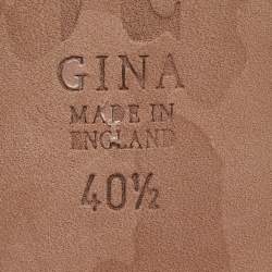 مملوكة مسبقًا Gina Brown Croc Embossed Patent Leather Slide Sandals Size 40.5