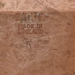 Pre Owned Gina Yellow/Grey Croc Embossed Crystal Embellished Leather Flat Slides Size 38