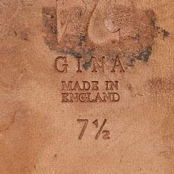 Pre Owned Gina Pink Crystal Embellished Leather Flat Slides Size 40.5 