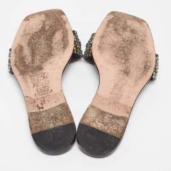 Gina Burgundy Leather Athena Flat Slides Size 36.5