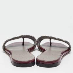 Gina Burgundy Leather Athena Flat Slides Size 36.5