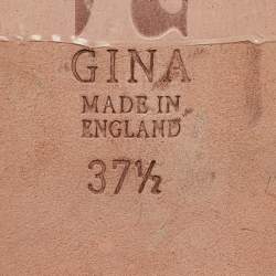 مملوكة مسبقًا Gina Grey/Purple Leather Crystal Embellished Flat Slides Size 37.5