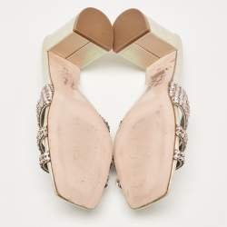 مملوكة مسبقًا Gina Pink Crystal Embellished Leather Slide Sandals Size 36