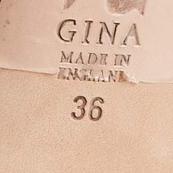 مملوكة مسبقًا Gina Pink Crystal Embellished Leather Slide Sandals Size 36