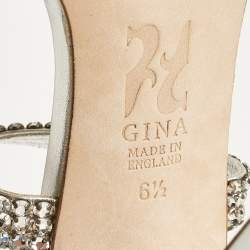 Gina Silver Leather Ankle Strap Sandals 39.5