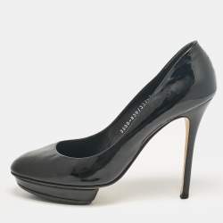 Gina Black Patent Leather Platform Pumps Size 40