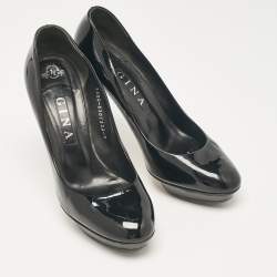 Gina Black Patent Leather Platform Pumps Size 40