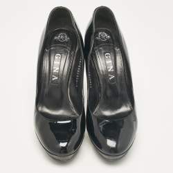 Gina Black Patent Leather Platform Pumps Size 40