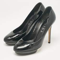 Gina Black Patent Leather Platform Pumps Size 40