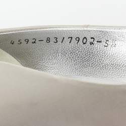 Pre Owned Gina Silver Satin Crystal Embellished Peep Toe Pumps Size 38.5