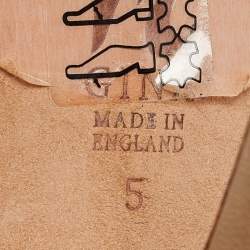 Pre Owned Gina Pink/Gold Crystal Embellished Leather Slide Sandals Size 38