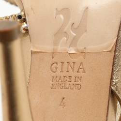 Gina Gold Leather Crystal Embellished Slingback Sandals Size 37