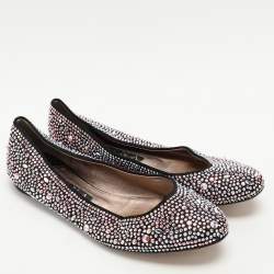 Gina Black Satin Crystal Embellished Ballet Flats Size 39