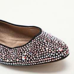 Gina Black Satin Crystal Embellished Ballet Flats Size 39