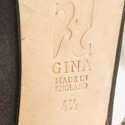 Gina Black Satin Crystal Embellished Peep Toe Pumps Size 37.5