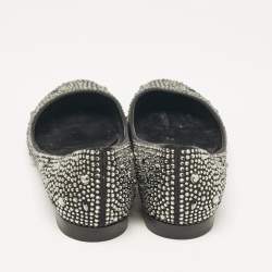 مملوكة مسبقًا Gina Black Crystal Embellished Satin Ballet Flats Size 36