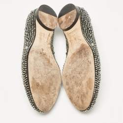 مملوكة مسبقًا Gina Black Crystal Embellished Satin Ballet Flats Size 36
