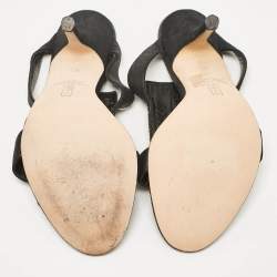 Gina Black Nubuck Leather Crystal Embellished Slide Sandals Size 36.5