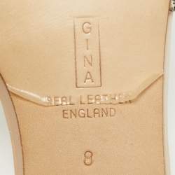 Pre Owned Gina Beige Leather Crystal Embellished Slide Sandals Size 41