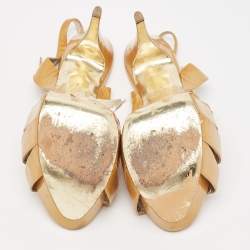 Gina Brown Patent Leather Platform Ankle Strap Sandals Size 40