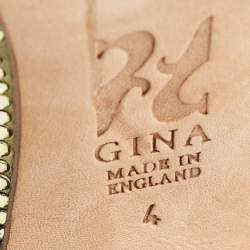 Pre Owned Gina Green Satin Crystal Embellished Platform Pumps Size 37