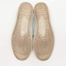 Gina White/Beige Leather and Satin Crystal Embellished Slip On Sneakers Size 38