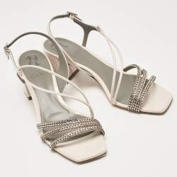 Gina Cream Patent Leather Chadwick Slingback Sandals Size 36