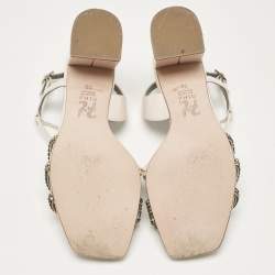 Gina Cream Patent Leather Chadwick Slingback Sandals Size 36