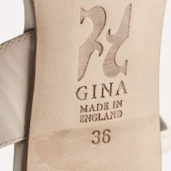Gina Cream Patent Leather Chadwick Slingback Sandals Size 36