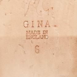 مملوكة مسبقًا Gina Burgundy Croc Embossed Leather and Crystals Flat Slides Size 39