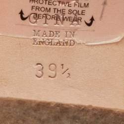 Pre Owned Gina Blue Leather Crystal Embellished Utah Slide Sandals Size 39.5