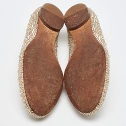 Gina Gold Satin Crystal Embellished Ballet Flats Size 41