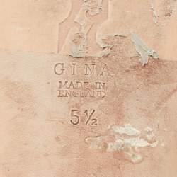 Pre Owned Gina Silver Croc Embossed Leather Crystals Flat Slides Size 38.5