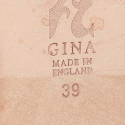 Pre Owned Gina Green Crystal Embellished Leather Flat Slides Size 39