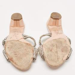 Pre Owned صندل سلايد جينا لورين جلد مزخرف بالكريستال أسود مقاس 37