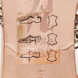 Pre Owned صندل سلايد جينا لورين جلد مزخرف بالكريستال أسود مقاس 37