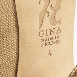 Gina Brown Canvas Crystal Embellished Slingback Pumps Size 37