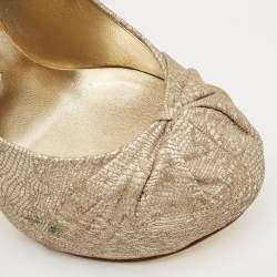 Pre Owned Gina Gold Woven Straw Claire Platform Pumps Size 36.5