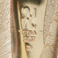 Pre Owned Gina Gold Woven Straw Claire Platform Pumps Size 36.5