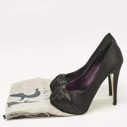 Gina Black Satin Clair Platform Pumps Size 36.5