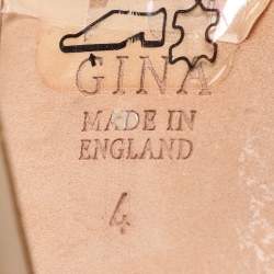 Pre Owned Gina Beige Leather Peep Toe Slingback Pumps Size 37