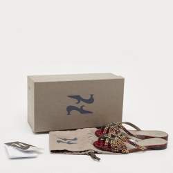 Pre Owned Gina Burgundy Leather Crystal Embellished Flat Slides Size 37