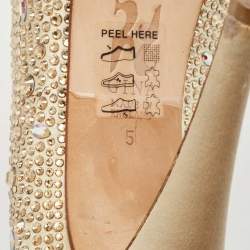 Gina Gold Satin Crystal Embellished Platform Pumps Size 38
