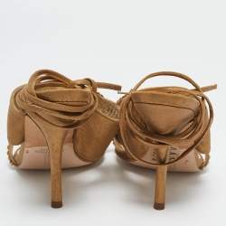 Gina Gold Suede Crystal Embellished Ankle Strap Sandals Size 39