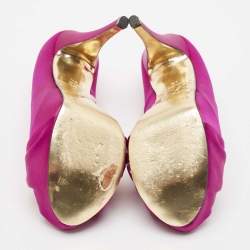 Pre Owned Gina Purple Satin Claire Platform Pumps Size 38.5